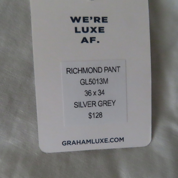 NWT Graham Luxe Richmond Pant Men’s Golf 36x34 silver grey GL5013M (37x33.5) - Picture 7 of 7
